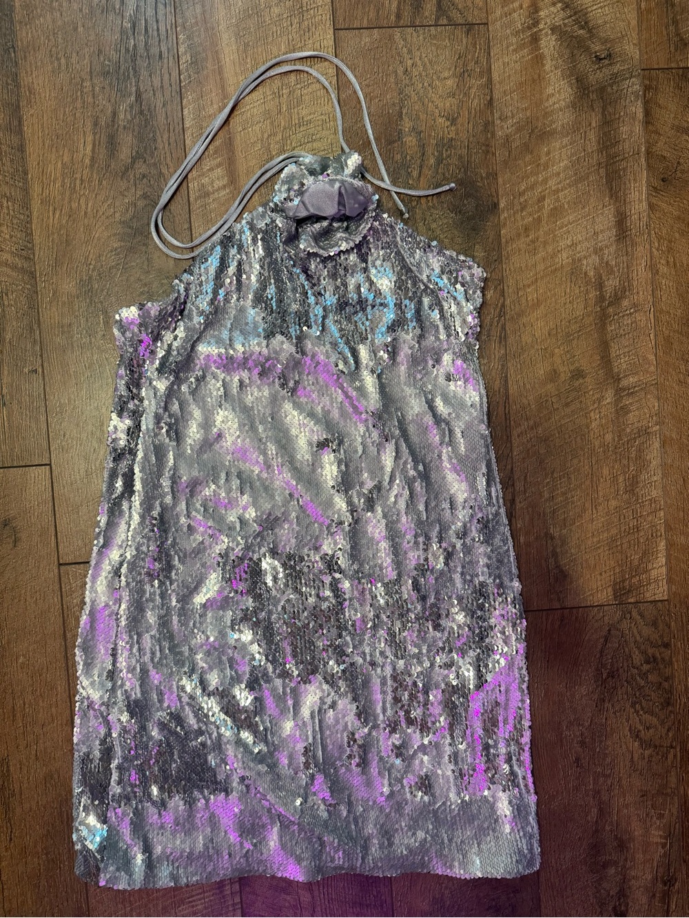 Women’s Silver Sequin Halter Mini Dress